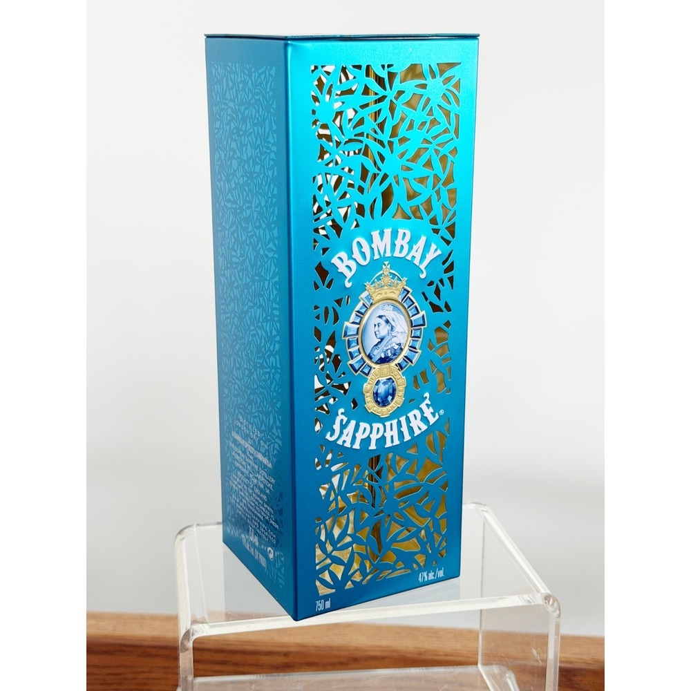 Bombay Sapphire Gin Metal Tin Box Décor Storage Candle Box Metallic Blue England